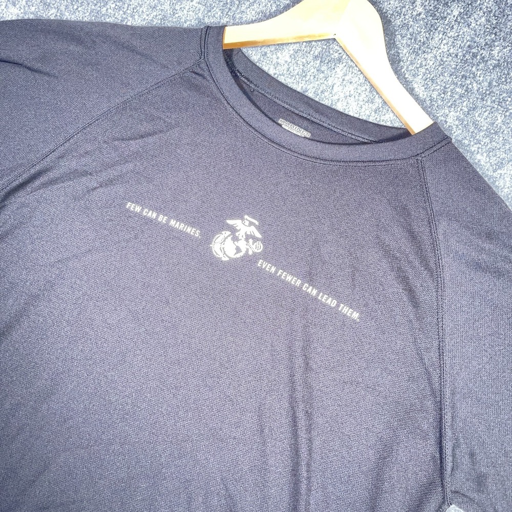 Marines Shirt Mens L Black Vented Short Sleeves Performance Stretch #AB504